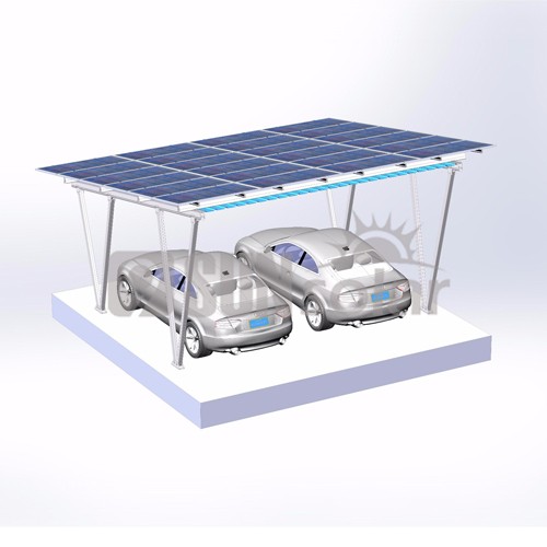 Sistema de montagem do dossel solar para carros duplos
