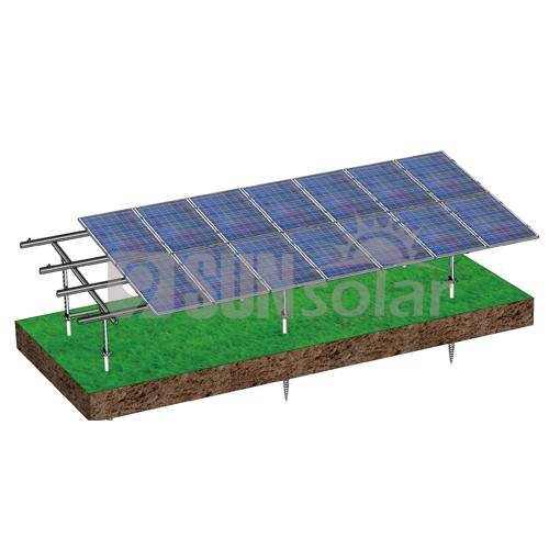 Colocação vertical do sistema de montagem solar no solo