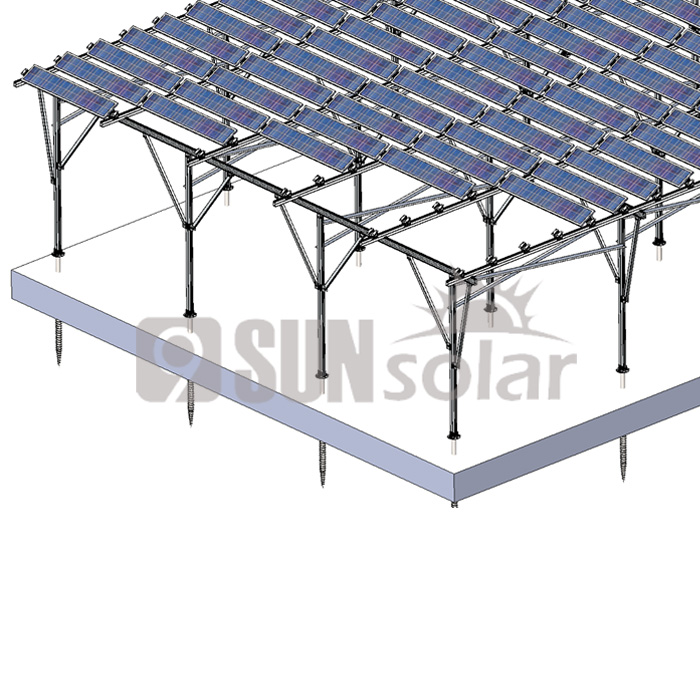 Adjustable solar farm mounting system