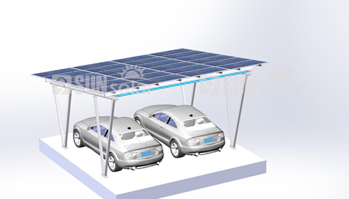 Double cars solar conopy mounting system