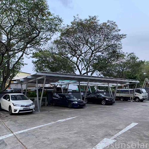 Marquesina solar de acero para cochera, 2 estacionamientos comerciales, 5kw y 10kw