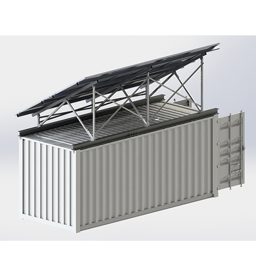 Containermontage-Solarmodulhalterung auf dem Metalldach des Containers