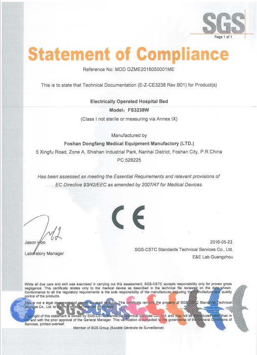 CE Certificate for Bed