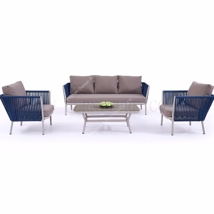 Set de canapea cu frânghie pentru mobilier de grădină în aer liber