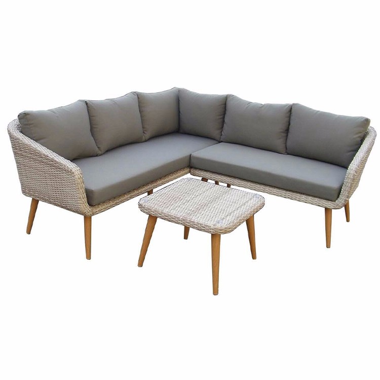 Venta de muebles de sofá de patio de ratán en forma de L