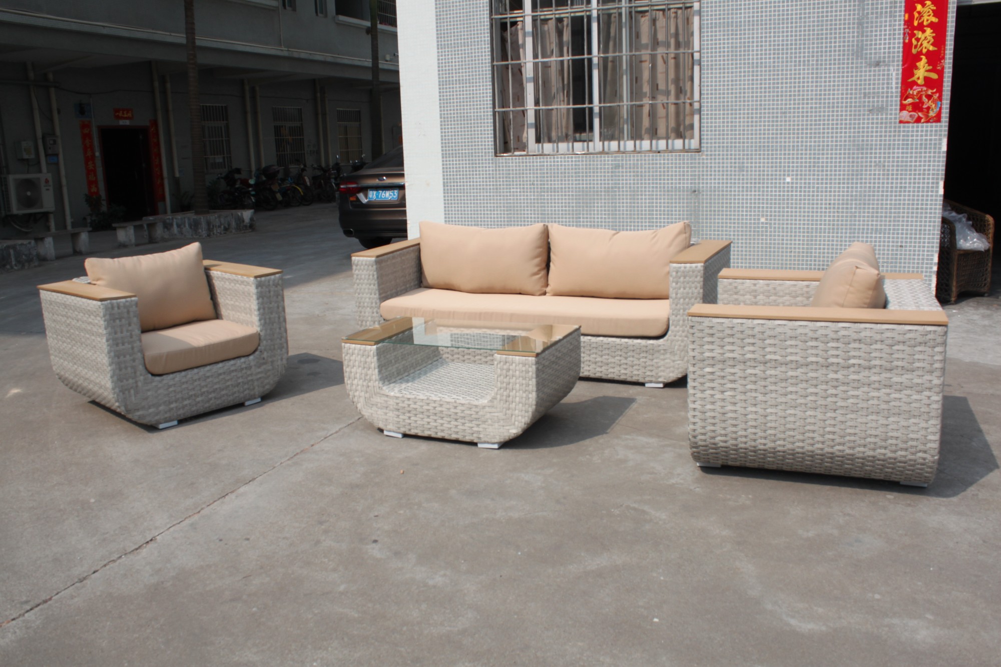 Outdoor Wicker Patio Furniture Garden Sofa