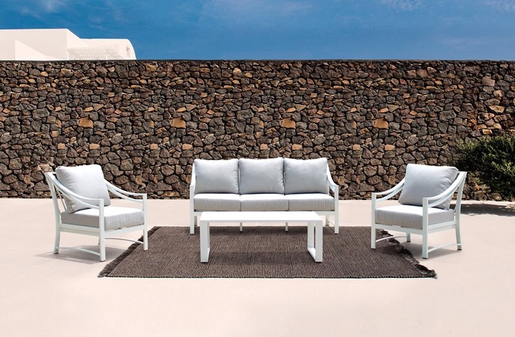 Conjunto de sofás de canto de jardim com móveis para exteriores