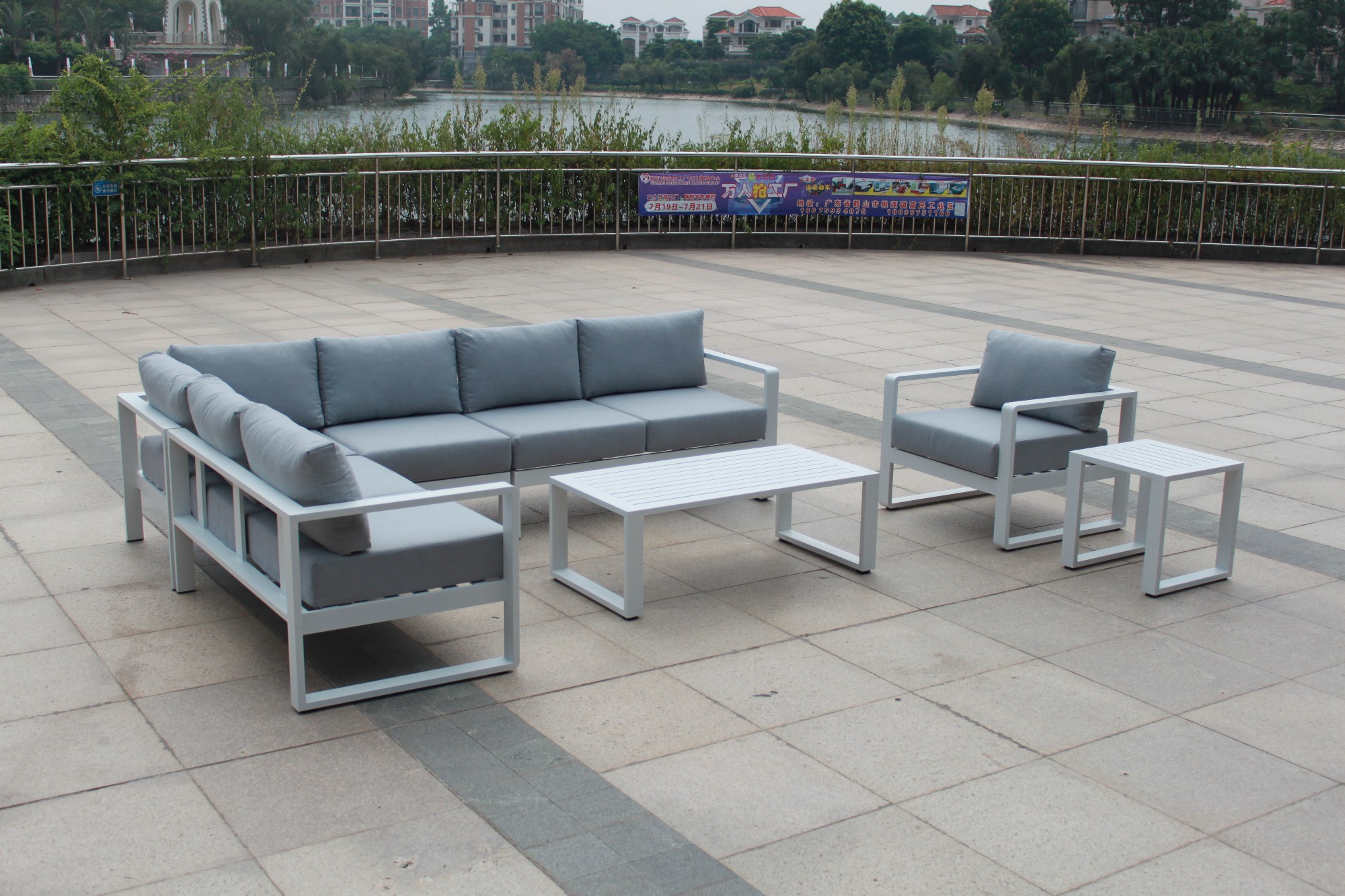 L-образный садовая мебель на открытом воздухе диван