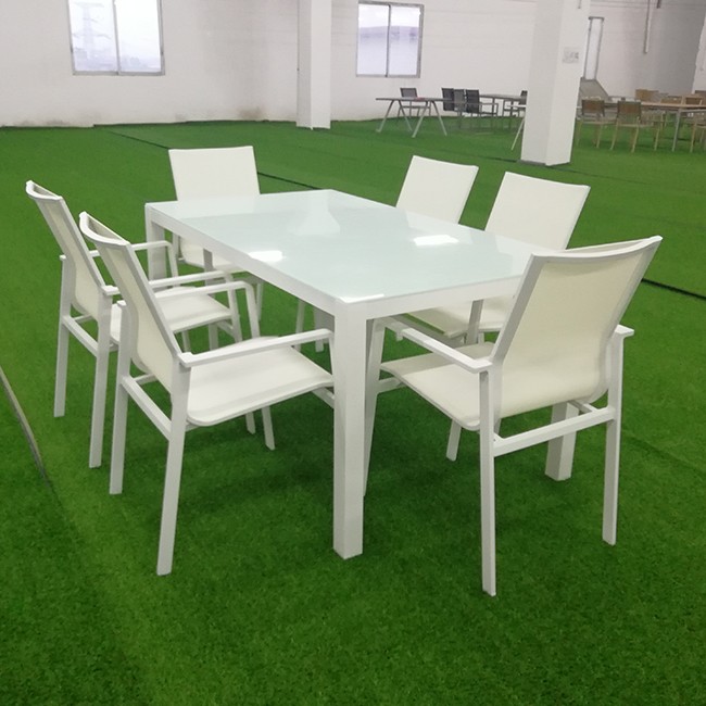 Outdoor Aluminum Dining Table With Glass