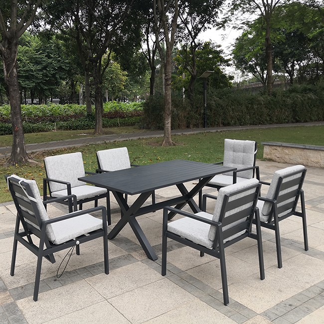 Set de masă pentru grădină din aluminiu, cu patio exterior