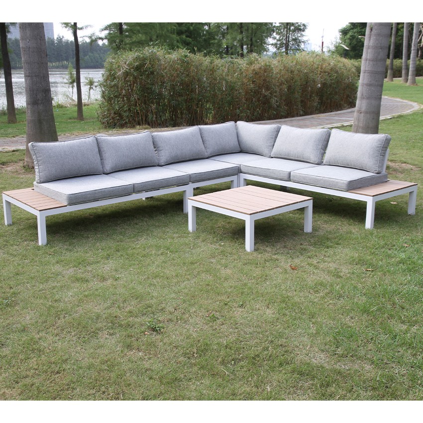 Set lounge per divani con mobili in legno di teak