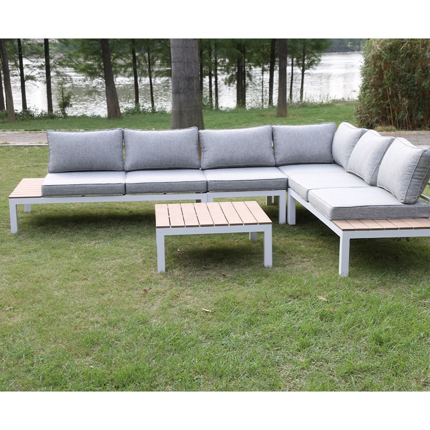 Set lounge per divani con mobili in legno di teak