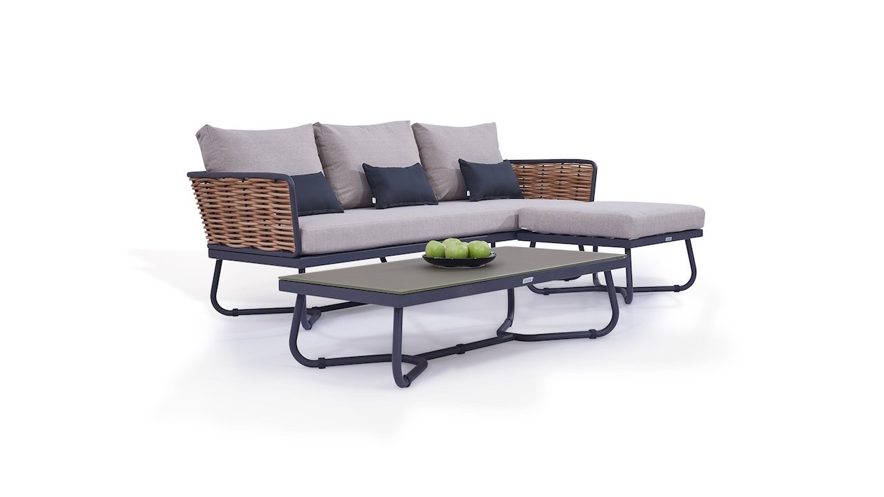 Conjunto de móveis de gramado externo - sofá de vime