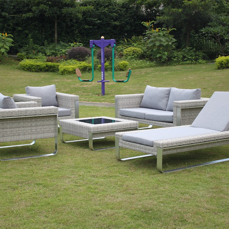 Sofá de vime para jardim e móveis ao ar livre