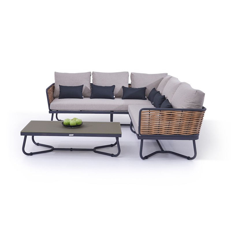 Conjunto de móveis de gramado externo - sofá de vime
