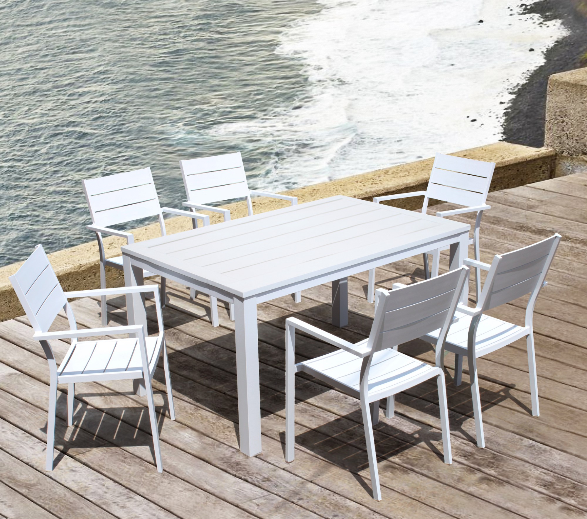Mesas de jantar ao ar livre e cadeiras móveis de pátio
