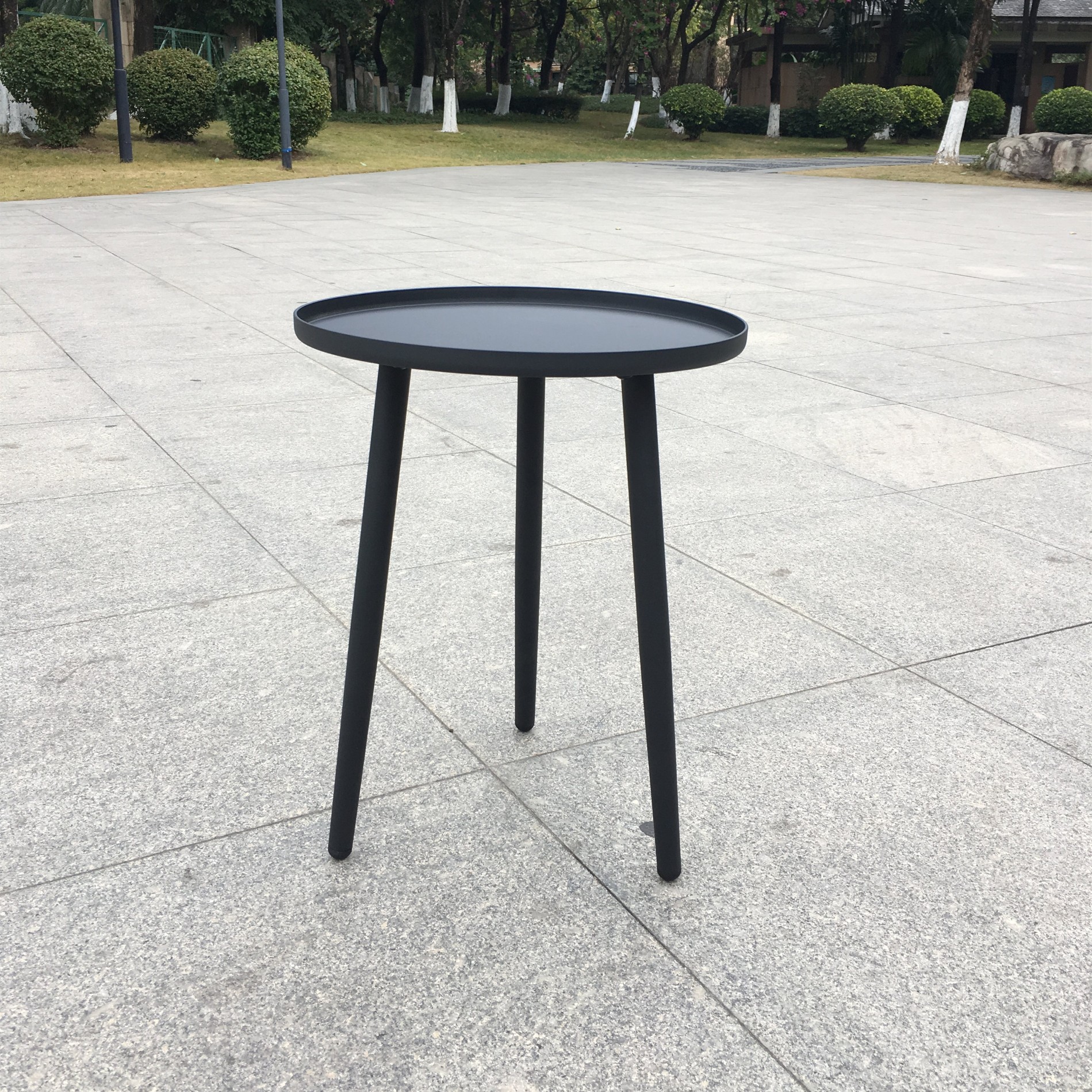 Aluminum Round Tray Top Matte Black Side Tables