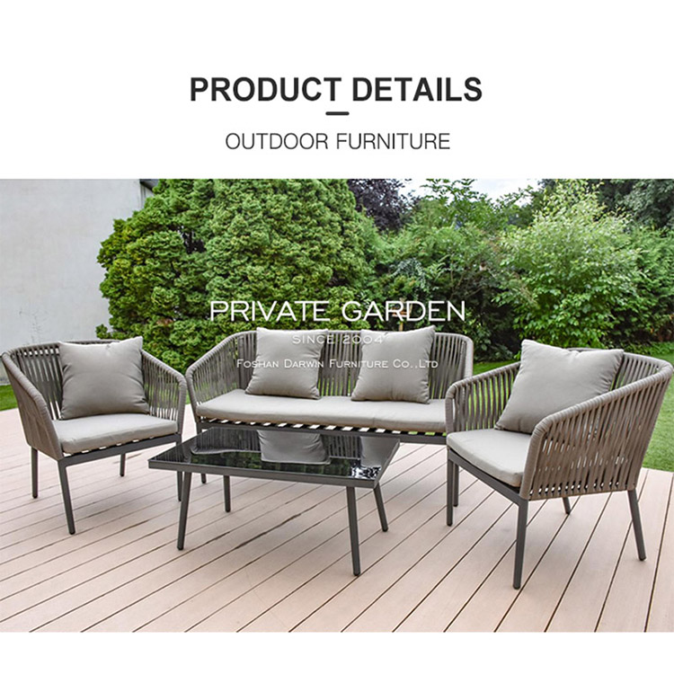 Outdoor Sofa Set Grey Rattan Garden Furniture