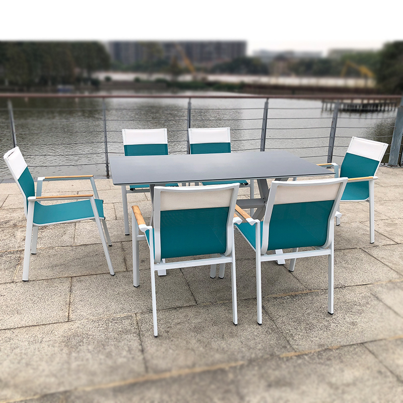 mesas y sillas de muebles de patio al aire libre