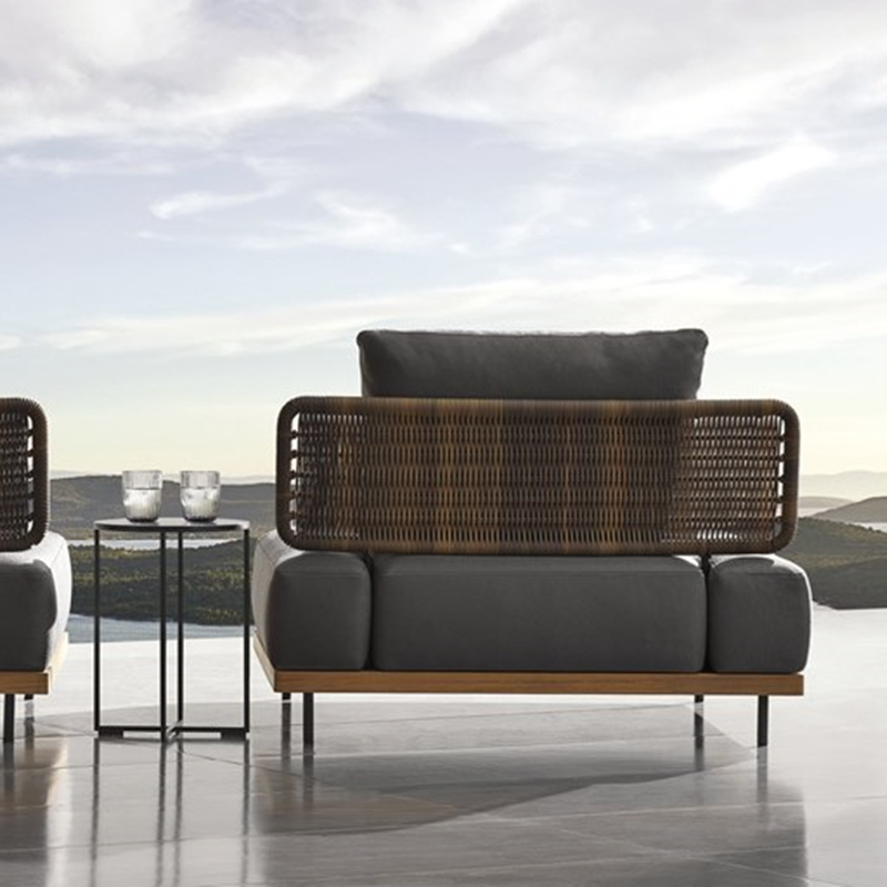 Muebles de sofá de jardín en forma de L de teca