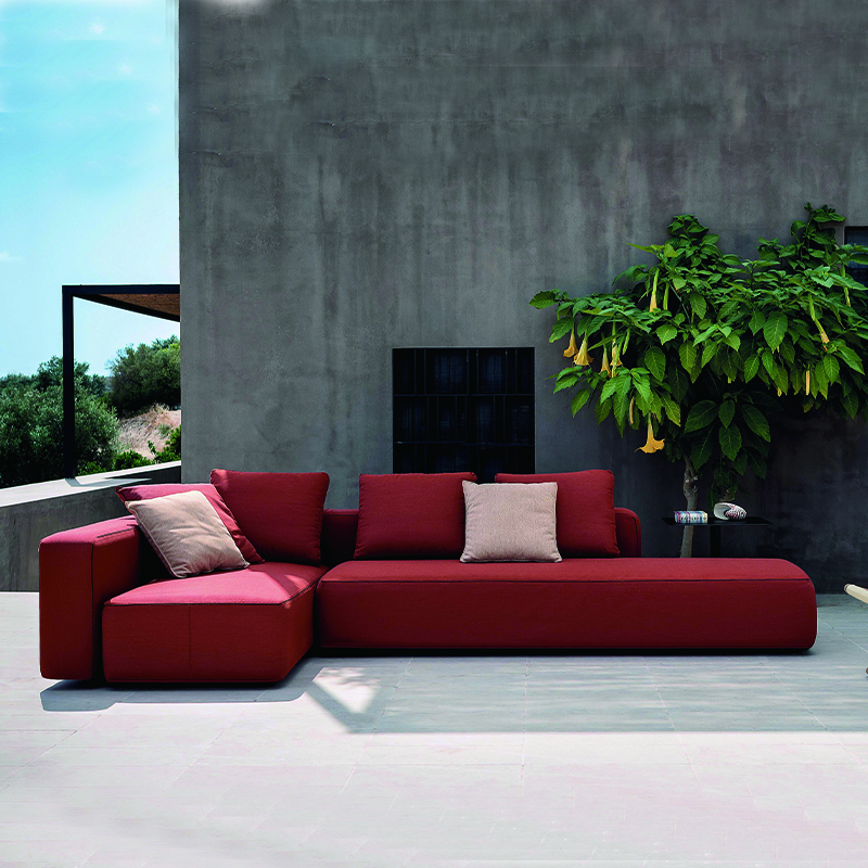 Salón de sofá de tela impermeable en forma de L