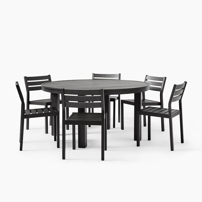 modern round aluminum outdoor dining set