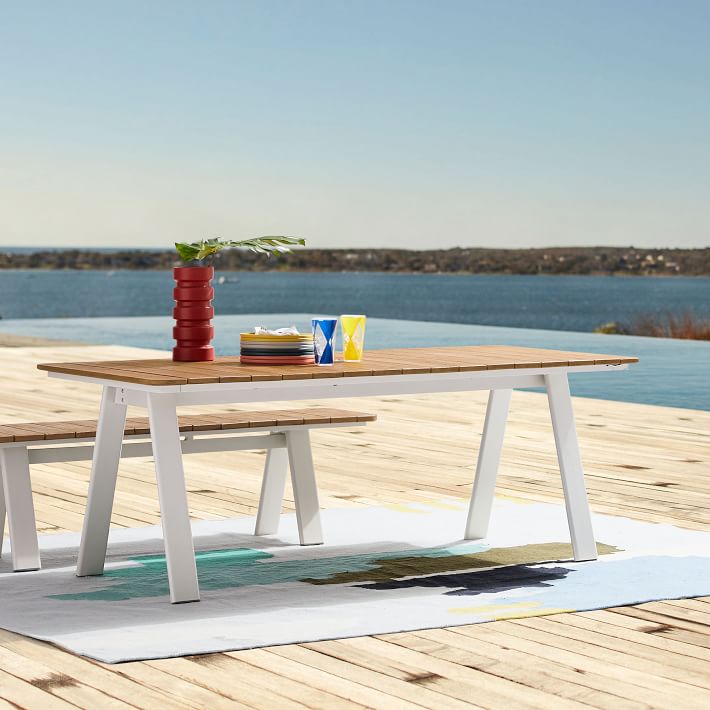 set tavolo e panca da esterno in polywood