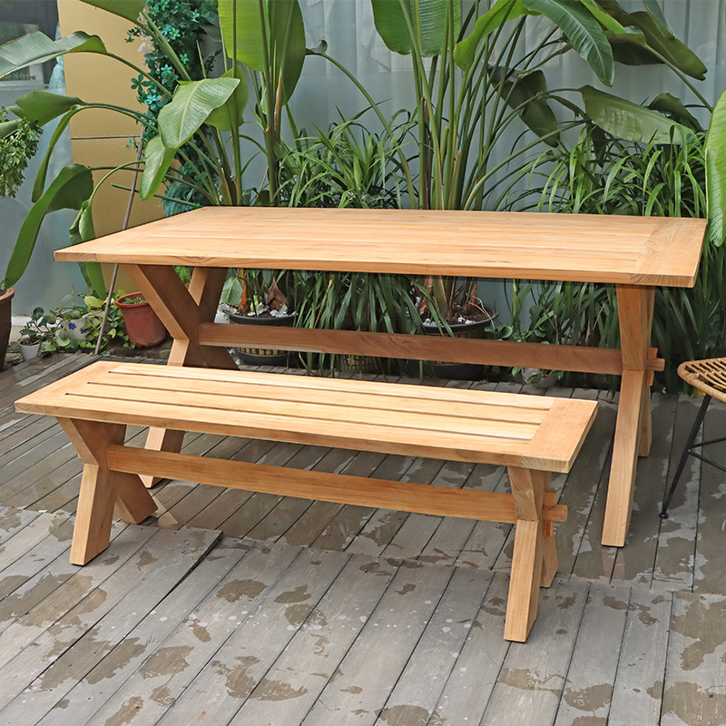 wooden outdoor dining set patio square table