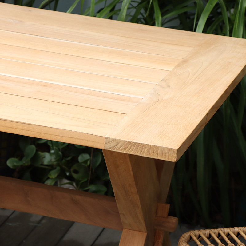 Juego de comedor de madera para exterior, mesa cuadrada para patio