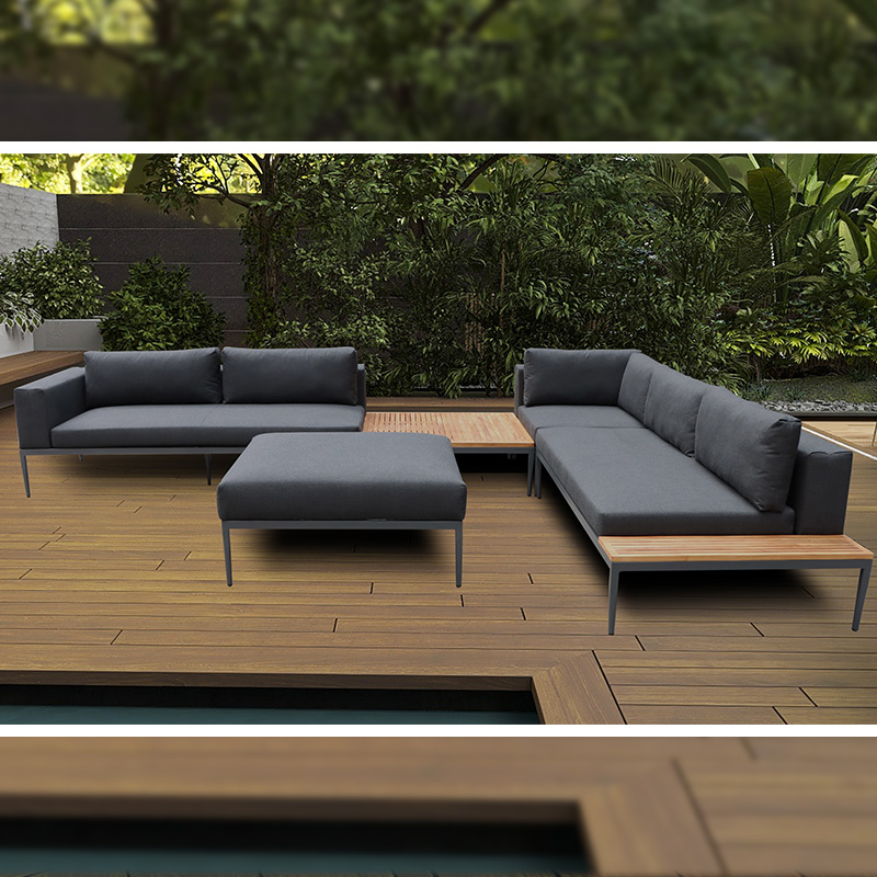 مجموعة أريكة الأريكة الفناء الخارجية من خشب الساج