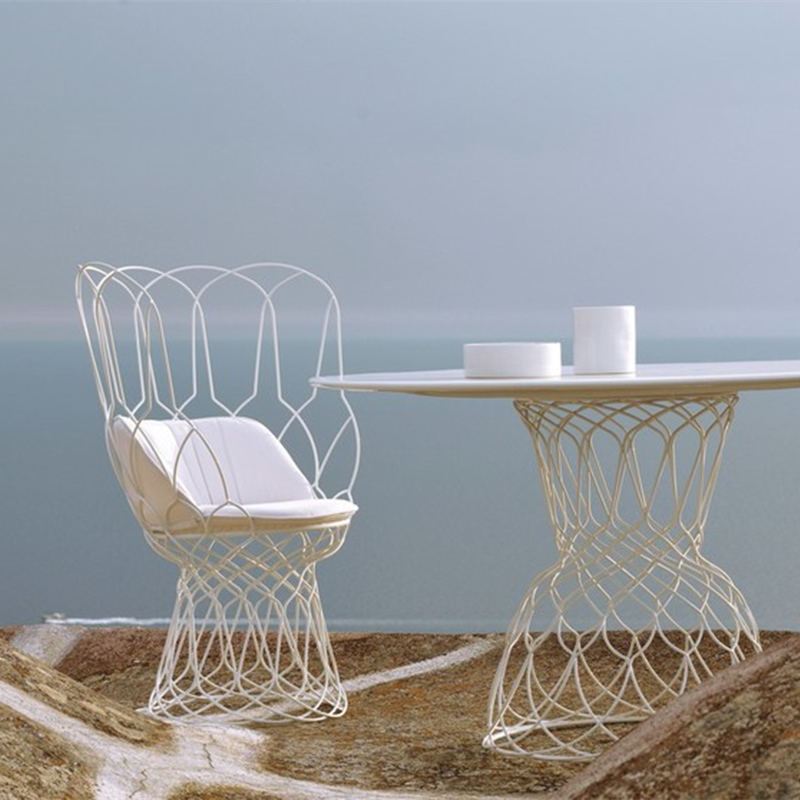mesa de patio de café con marco de aluminio de moda