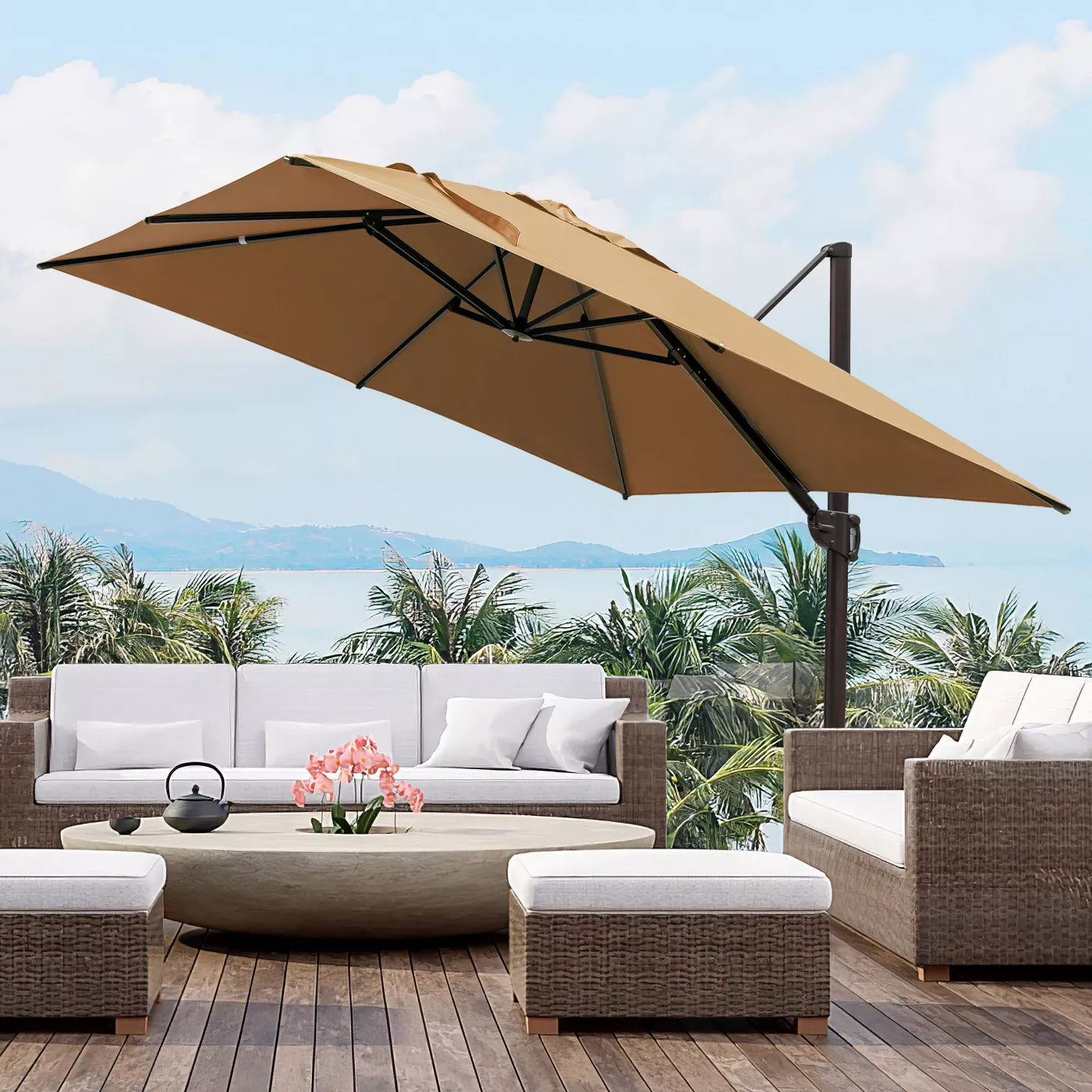Fournisseur de parasols pour villas de jardin en plein air