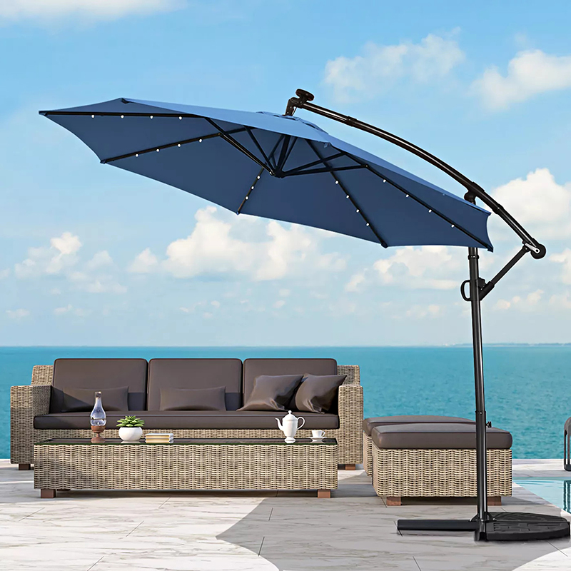 Outdoor LED Sunshade Umbrella with Cross Base