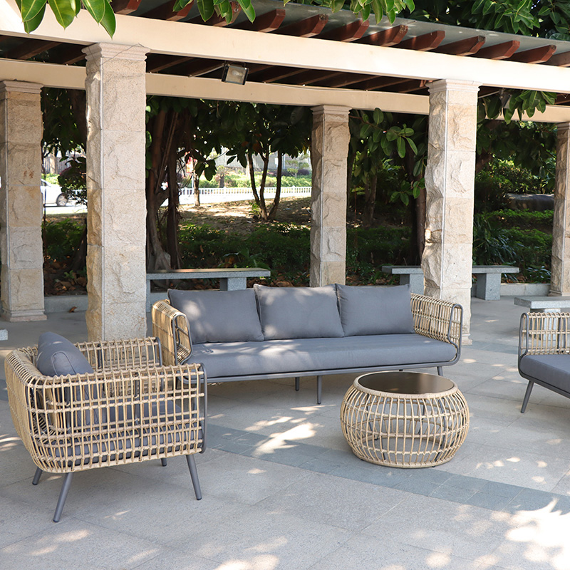 fornitore di set di divani da giardino per mobili da giardino in vimini