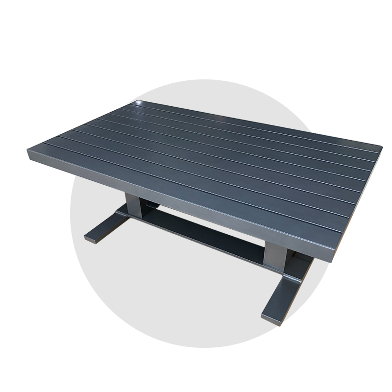 Tavolino da esterno in alluminio con alzata a gas