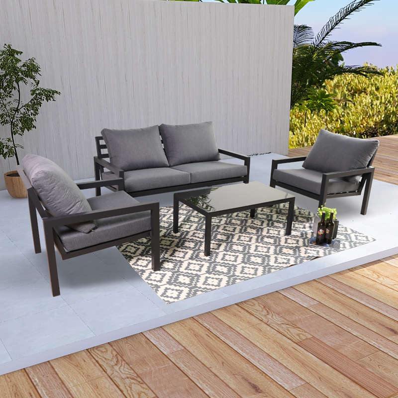 Juego de sofás seccionales de aluminio para patio al aire libre