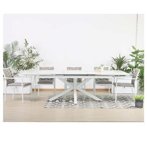 White Extensible Aluminum Outdoor Dining Set