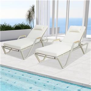 Poolside Outdoor Chaise Lounge with Cushion