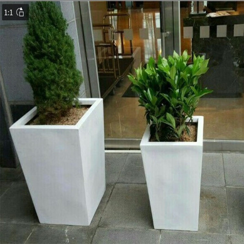 Tall square fiber clay cement flower pot