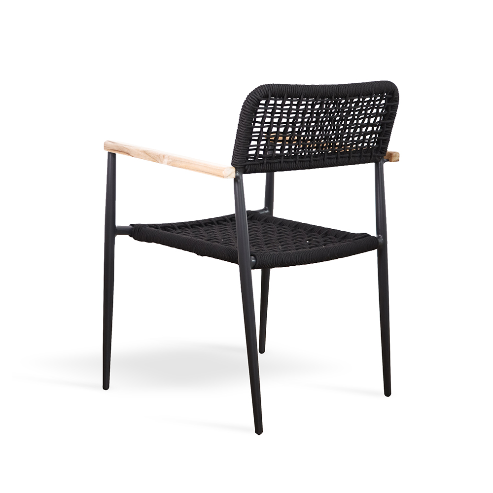 Rope stackable outdoor dining chair
