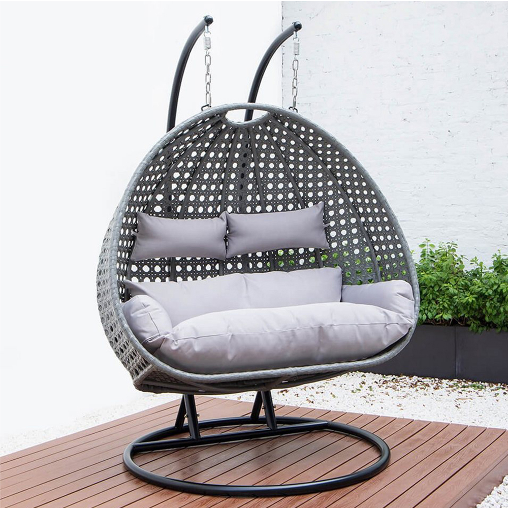 Плетеное подвесное кресло-качалка с двойным сиденьем