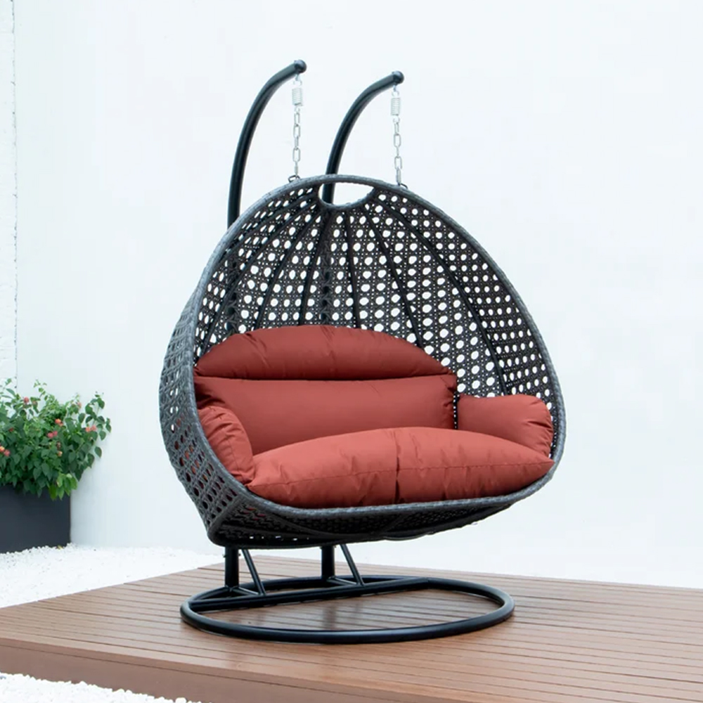 Плетеное подвесное кресло-качалка с двойным сиденьем