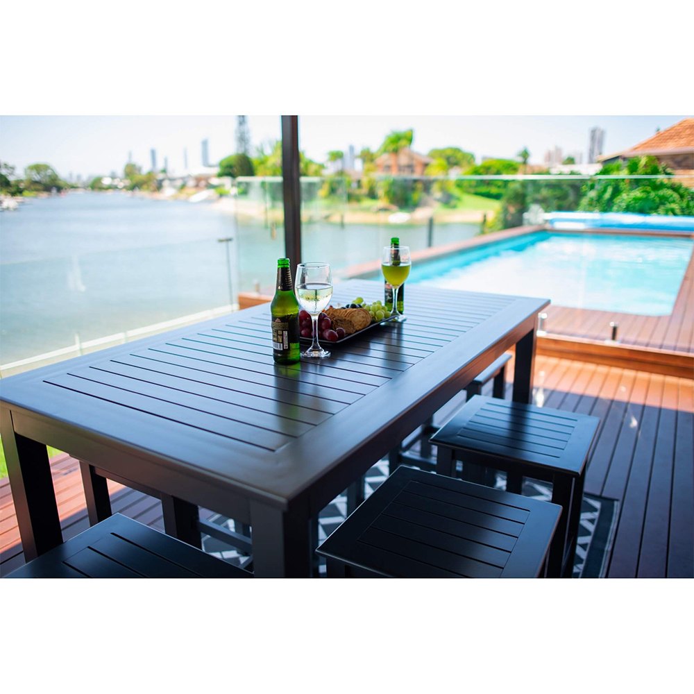 Supply Black 5Piece Rectangle Outdoor Bar Set Wholesale Factory