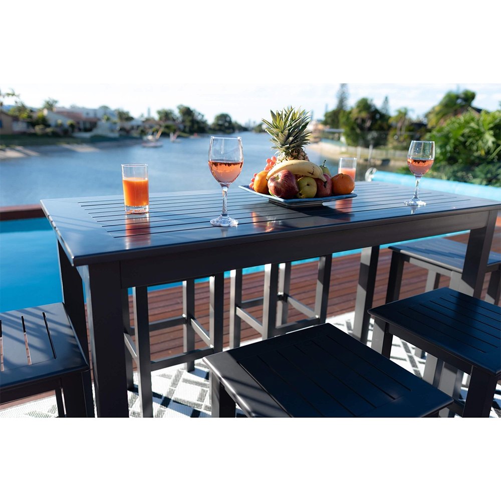 Supply Black 5Piece Rectangle Outdoor Bar Set Wholesale Factory