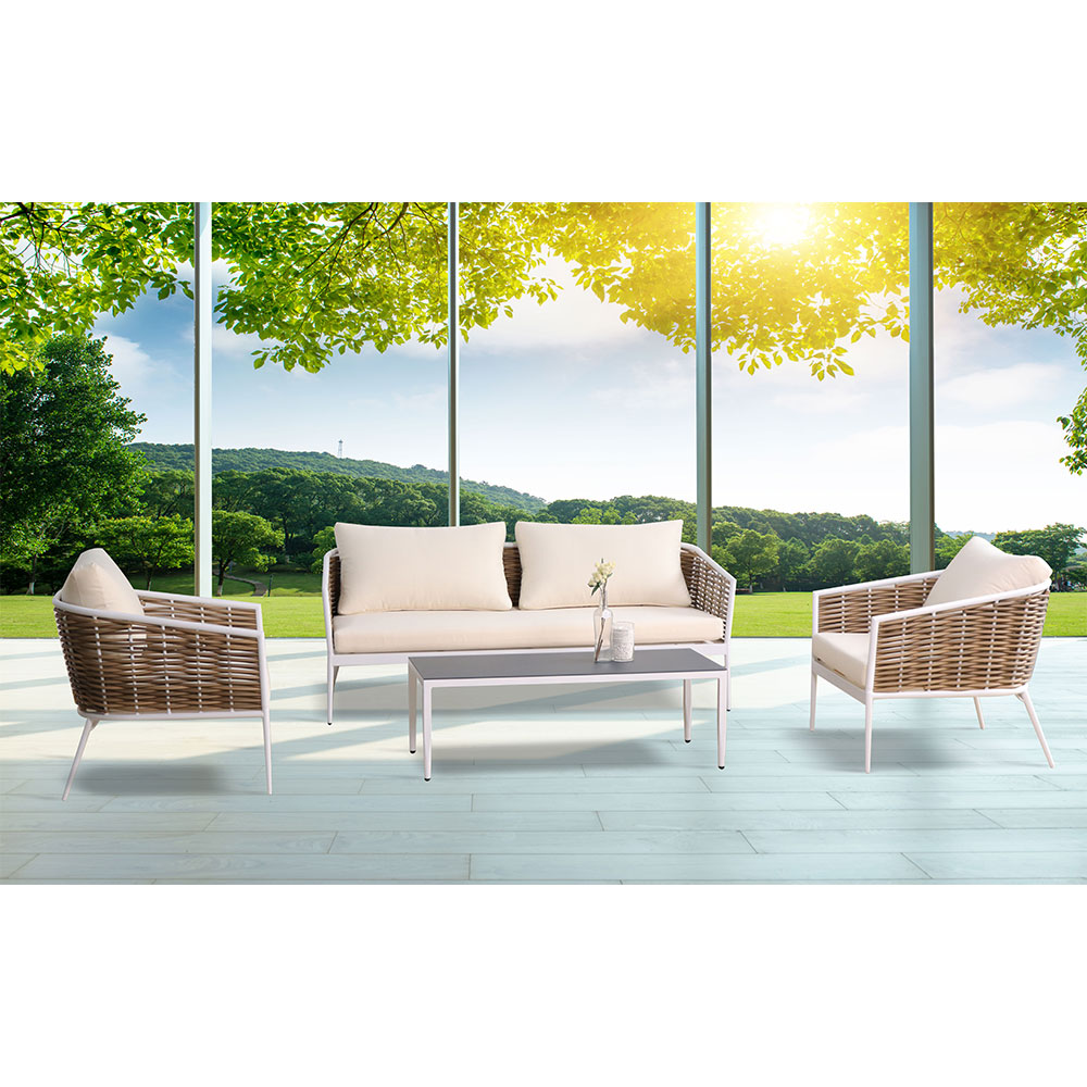 Moderno juego de sofás de conversación para exteriores de 4 piezas