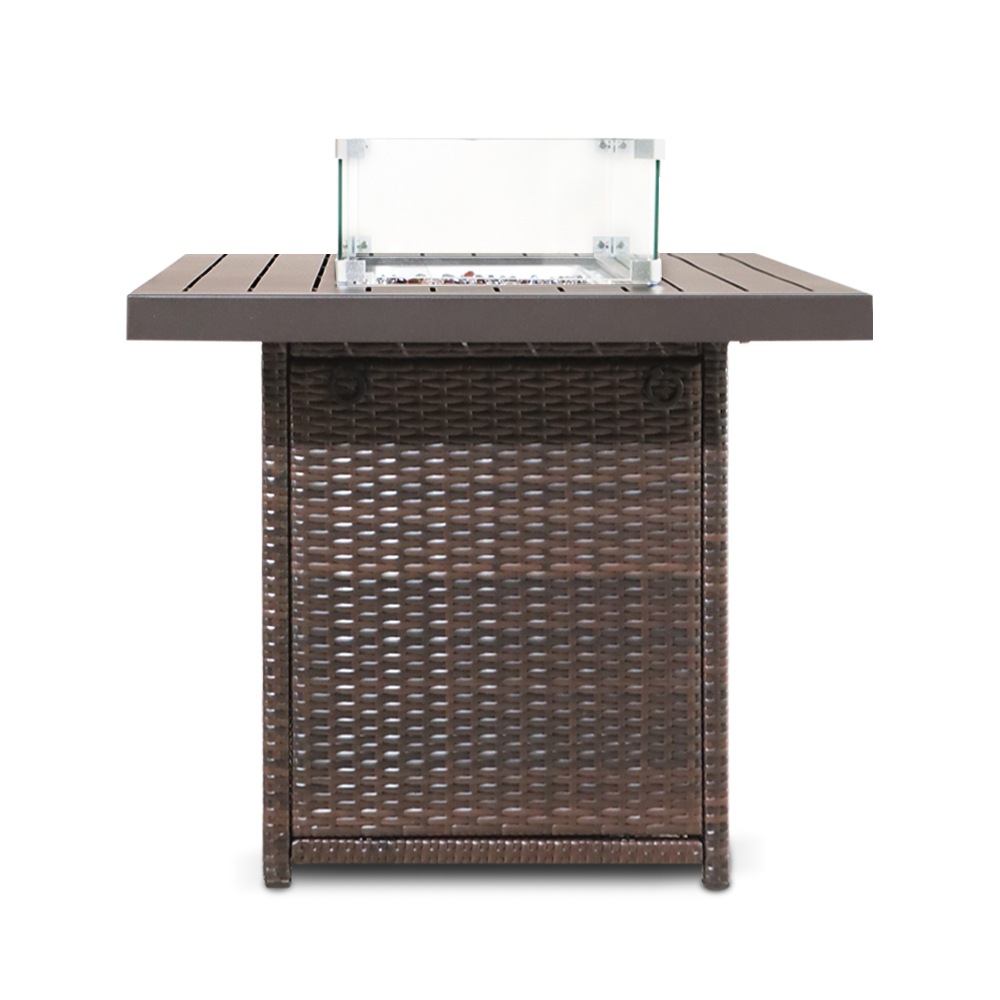 PE rattan outdoor fire pit table
