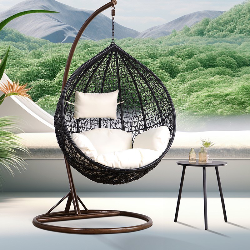 PE Rattan Patio Swings For Outdoor With Cushion