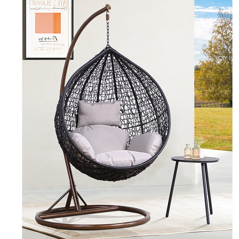 PE Rattan Patio Swings For Outdoor With Cushion