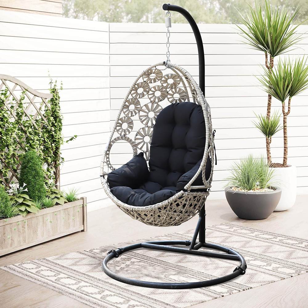 Unique rattan swing chair with cushion