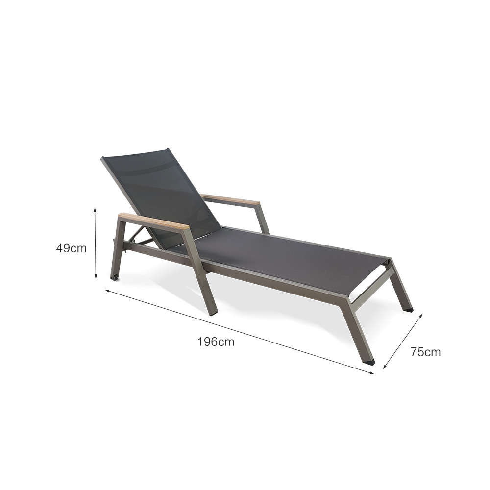 oudoor aluminum recliner sun lounger